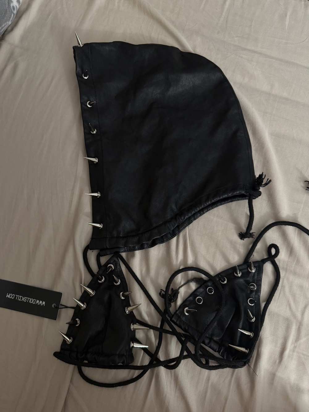 Black Spiked mini top and attached hood